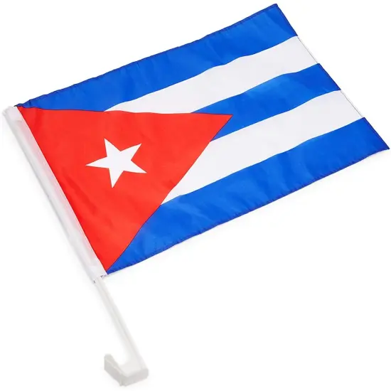 Okuna Outpost Cuba Car Flags with Window Mount Clip (12 x 17 Inches, 12 Pack) Blue {4}