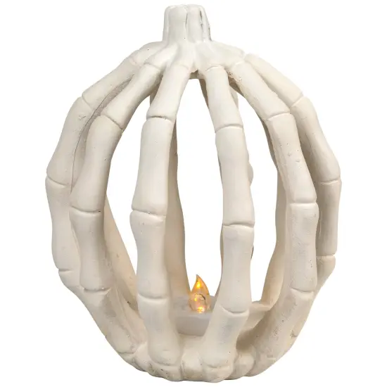 Northlight LED Lighted Skeleton Pumpkin Halloween Decoration - 6.25" Beige {5}