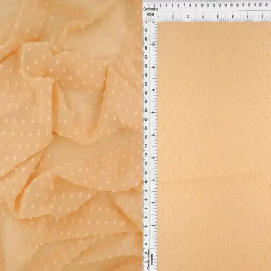 1 Yard Lightweight Swiss Dot Chiffon Fabric Solid Woven Sheer Drapery 57/58" Width SAND {1}