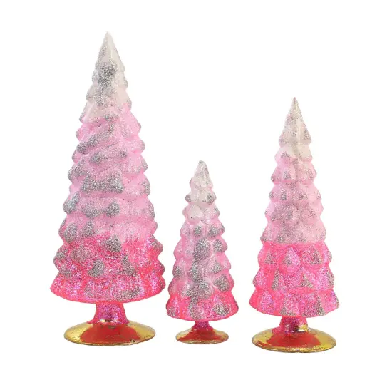 Cody Foster 11.75 In Pink Glitter Gradient Trees Valentine Decorative Tree Set , Valentines Set/3 Village Decor Holiday Decorate Mantle Christmas {3}