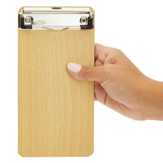 12 Pack Mini Wooden Clipboards with Low Profile Clip, 4x8 Wood Clip Boards for Pocket Sized Notepads, Restaurant Receipt Brown {7}