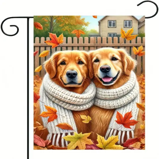 Fall Golden Retrievers Garden Flag(Fall Golden Retrievers) {1}