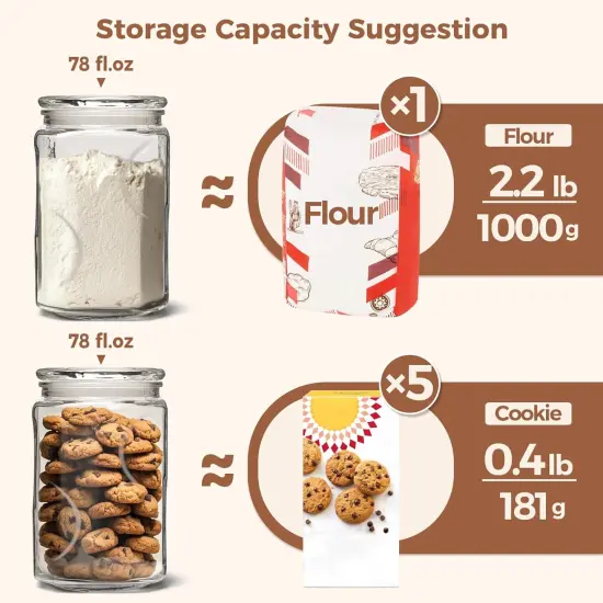 Glass Jars with Lids 78oz, Large Glass Storage Containers with Lids, Flour Sugar Storage Containers, Half Gallon Glass Containers for Kitchen Storage and Laundry Room Organization, Set of 1 {3}