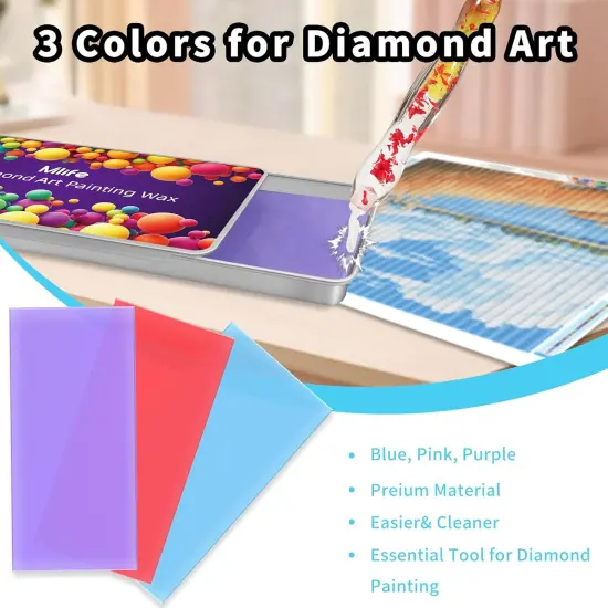 Diamond Art Wax Diamond Art Painting Glue Clay Wax, 3Pcs Diamond Glue Wax for Diamond Art Kits with Slide Storage Box, Diamond Art Painting Accessories and Tools, DIY Diamond Embroidery Tool {5}
