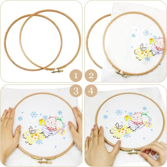 Wooden 5Inch Embroidery Hoops,2 Pieces Natural Beech Wood Embroidery Frame, Decorative Hanging Cross Stitch Hoops Frames for Christmas Embroidery Supplies {3}