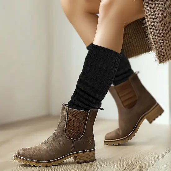 Wrapables Over The Knee Long Wool Blend Leg Warmers, Black {3}