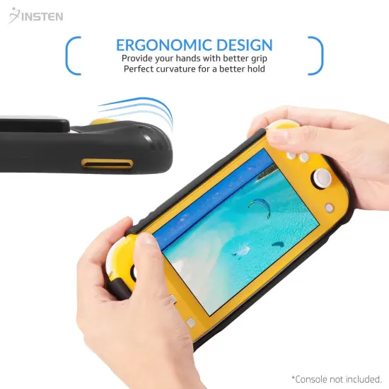 Insten Grip Case for Nintendo Switch Lite 2019, Shockproof Soft TPU Protective Case Shell Cover Built in 6 Game Cartridge Card Slots Storage Holder Ergonomic Design Reinforced Hand Padded Grip - Black {4}