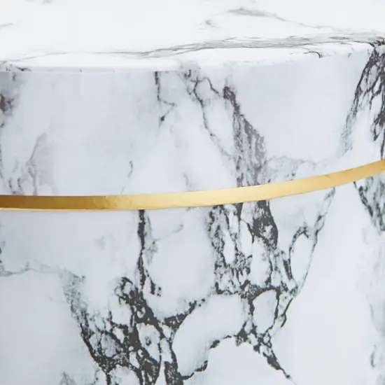 Round Gift Boxes with Lids, White Marble Print Cardboard Boxes (3 Assorted Sizes) {7}