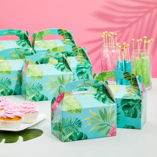 Treat Boxes - 24-Pack Paper Party Favor Boxes, Tropical Floral Design for Birthdays and Events, 6 x 3 x 3 inches Blue {2}