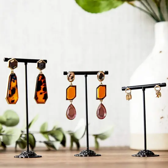 Juvale T-Shape Earring Display Stands in 3 Sizes (Metal, Black, 6-Pack) {3}