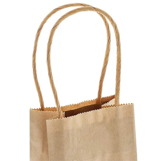 50-Pack Small Brown Gift Bags with Handles - Small Kraft Paper Bags for Birthday, Retail, Crafts (3.5x2.4x7 In) {7}