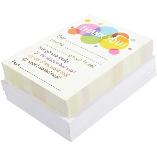 50-Pack Thank You Cards Bulk Set - Blank on the Inside, Polka Dot Designs - Includes Envelopes, 4 x 6 Inches White {6}