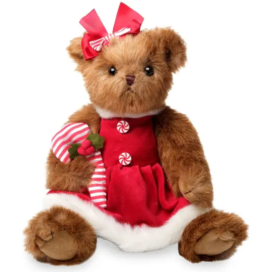 Christa Cane Christmas Bear Stuffed Animal, 14.5 Inch, Christmas Teddy Bear Plush, Teddy Bear Christmas Gift for Kids, For Ages 3-14 Brown {1}