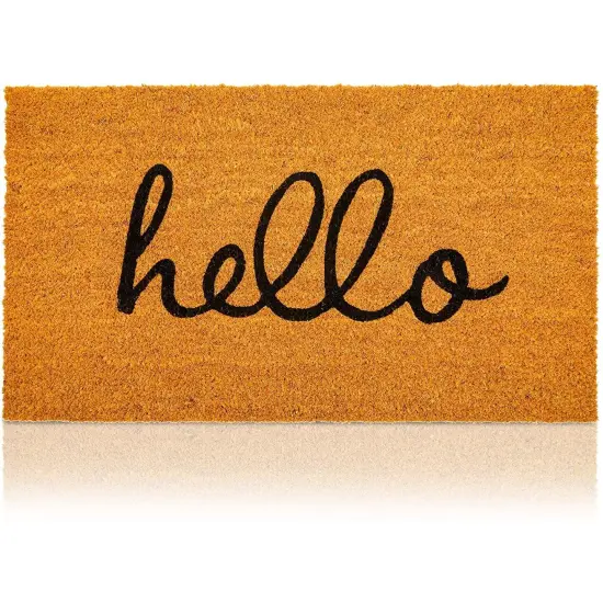 Hello Coco Coir Doormat for Patio, Natural Fall Welcome Mat for Front Door (17 x 30 In) Brown {1}