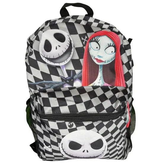 Black & White Nightmare Before Christmas Checkered 16" School Backpack for Kids {3}