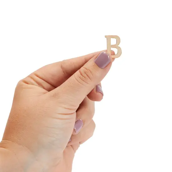 Small Wooden Alphabet Letters, Includes Display Box with 9 Letter Sets (A-Z), 3 Number Sets (0-9) , and 2 Sets of Symbols Brown {6}