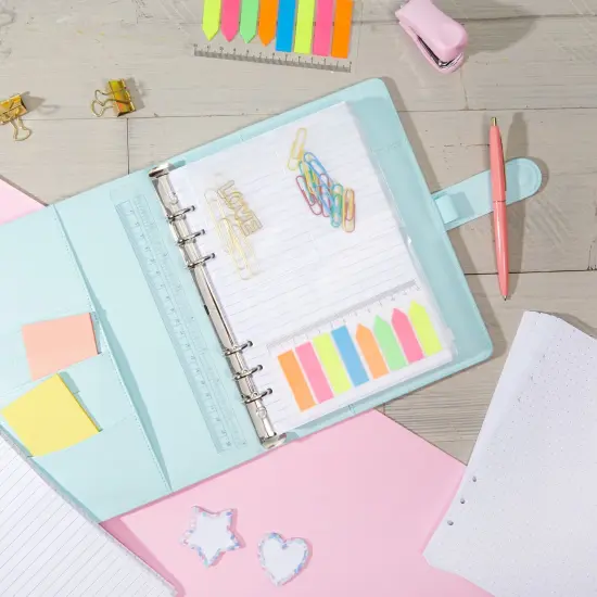 A5 Binder Inserts with Dotted Paper, Lined Paper, Zip Envelope, 3-Pocket Bag, 320 Note Flag Tabs, Ruler Marker for 6-Ring Notebook White {2}