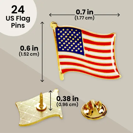 American Flag Lapel Pins for National Day, 4th of July, Veterans, Memorial Day, Political Events, Patriotic, USA Flag Pins for Suits, Backpacks & Hats - 24 Pack Multicolor {4}