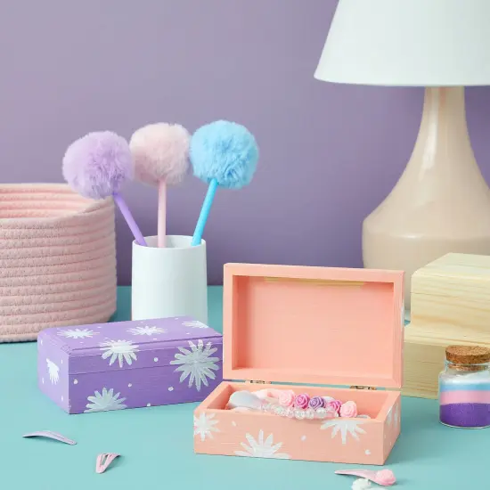 4 Pack Small Unfinished Wood Boxes for Crafts with Hinged Magnetic Lid (5.5 x 3.5 x 2 In) Brown {4}