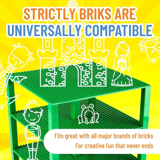 Strictly Briks Large Classic Stackable Baseplates, Building Bricks For Towers, Shelves, and More, 100% Compatible with All Major Brands, Green, 4 Base Plates & 30 Stackers, 10x10 Inches, Ages 3-14 {4}