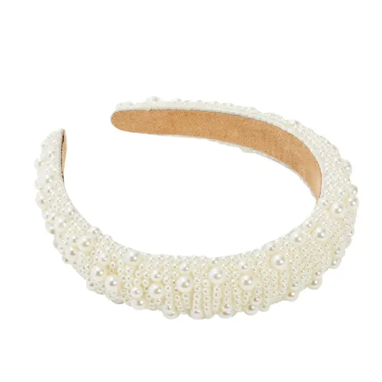 2 Pack Crystal Headbands for Women, Padded Pearl Headband (Lavender, White) Multicolor {7}