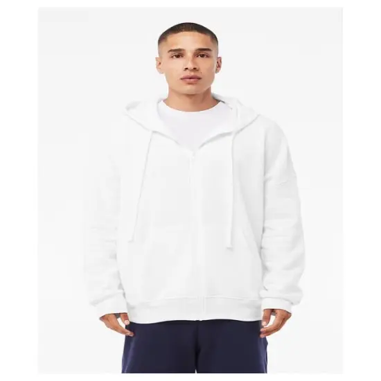Bella + Canvas&reg; Sponge Fleece DTM Full-Zip Hooded Sweatshirt WHITE {1}