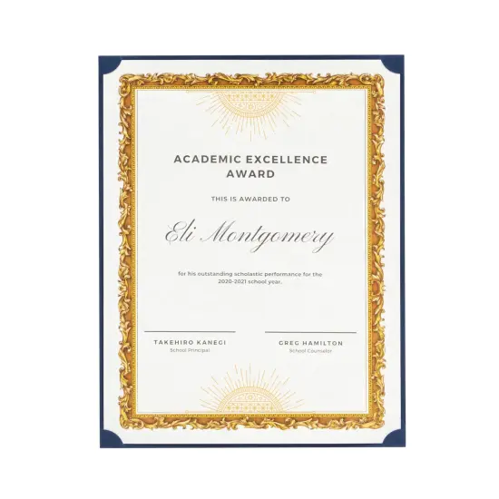 24-Pack Single Sided Award Certificate Holders - Bulk Certificate Holders for Graduation, Diploma, Employee Appreciation, Certification (fits 8.5x11, Navy Blue) {6}