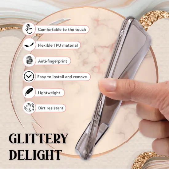 Insten Glitter Case Compatible with iPhone 12 Pro Max Case 6.7 Inch, Soft TPU Sparkle Protective Cases, Shock Absorption, Crystal Clear Black Bling Shinny Slim Cover for Women Girls {4}