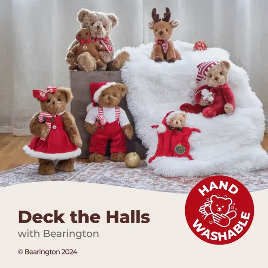 Bearington Baby Wee 1st Christmas, 8 x 7 Inch Small Teddy Bear Holiday Stuffed Animal, Christmas Baby Blanket, Santa Security Blanket Red {3}