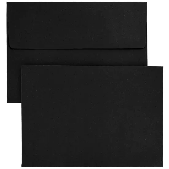 50 Pack Black Envelopes - Bulk Black 5.25x7.25 Envelopes for Invitations, Wedding, Graduation, Birthday, Greeting Cards (A7, Square Flap) {6}