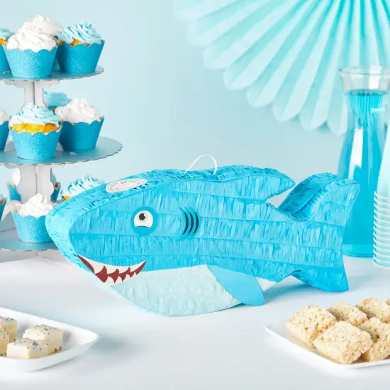 Shark Pinata, Ocean-Themed Fish Pinata, Shark Birthday Decorations, Under the Sea Party Decor (Small, 3.2" x 7" x 16.5"), For Ages 3+ {2}