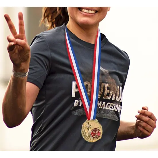 Juvale 6 Pack Bulk Gold 1st Place Medals with Ribbons for All Ages and Sports, Winner Award Ribbons, 2.6 Inch Diameter, 15.3 Inch Ribbon Length {2}