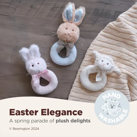 Bearington Baby Lil&rsquo; Bunny, 5.5 Inch Pink Soft Stuffed Easter Bunny Rattle, Baby Easter Gifts, For Ages 0-14 {3}