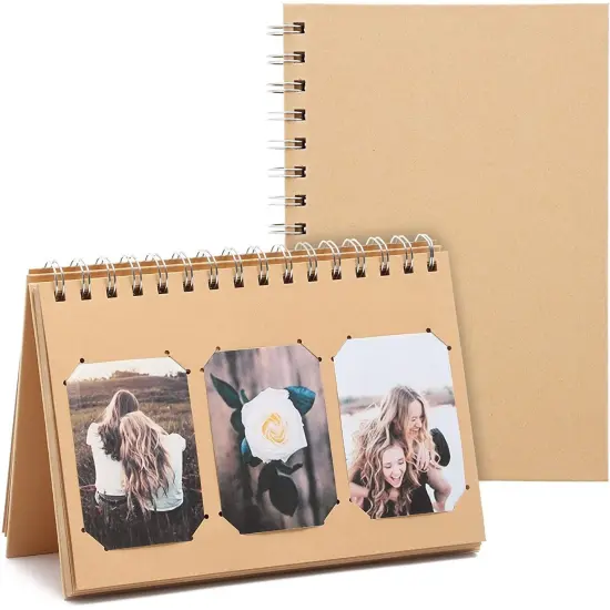 Kraft Paper Undated Calendar with Photo Album for Desk (8.25 x 5.5 in, 2 Pack) Brown {1}