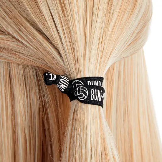 50-Pack Volleyball Hair Ties for Girls, Accessories, Bracelets, Elastic Bands, Bulk Gifts for Team Featuring the Words "Bump - Set - Spike - Repeat" (3.35x0.6 in) Black {6}