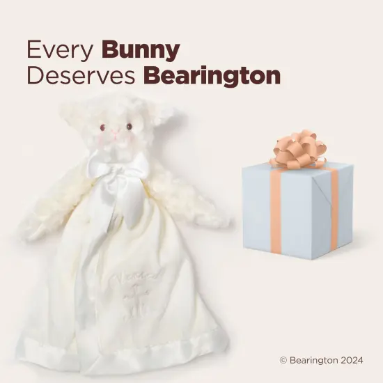 Bearington Snuggler, 15 Inch White Lamb Plush Stuffed Animal Security Blanket Lovey for Babies, Christening Gifts for Girls and Boys, For Ages 0-3 {5}