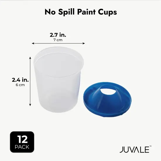 Juvale 12 Pack No Spill Paint Cups With Lids for Kids Ages 3-14, Arts and Crafts Supplies for Classrooms (4 Colors, 3 x 3 In), No Mess Paint Water Cup Multicolor {4}