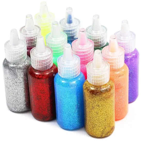 12 Pack Glitter Glue, 20 mL Each, Neon Metallic Colors &ndash; Ideal for DIY, School Projects, Arts and Crafts, Easy Squeeze Bottles for Adults Multicolor {1}