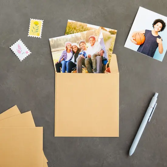 60 Pack Square Envelopes 5.5 x 5.5 Craft Invitations for Weddings, Baby Shower, Graduation Party Supplies, Small Businesses, Kraft Paper Material Envelopes, Brown {2}