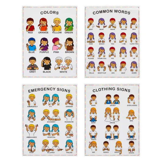 Sign Language Posters for Kids, Teacher Classroom Supplies (13 x 17 In, 8 Pack) Multicolor {5}