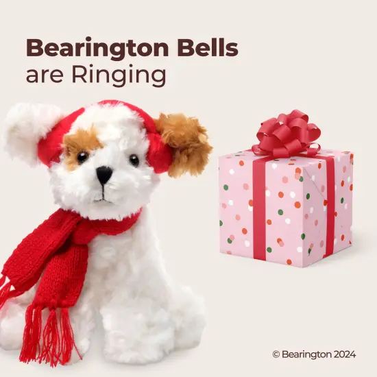 Bearington Chilly The Stuffed Dog, Small Christmas Stuffed Animals, 7.5 In White Dog Animal, Ideal Holiday Animal Gift for Toddlers, Kids & Teens, For Ages 3-14 Red {5}