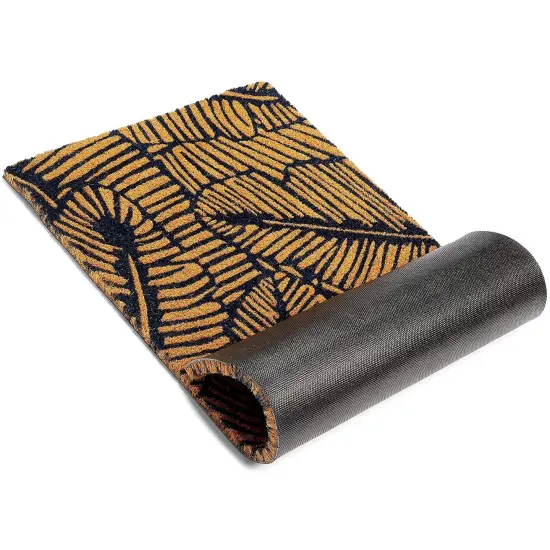 Natural Coir Welcome Door Mat, Bohemian Style Decor (Brown, Black 17 x 30 in) {7}