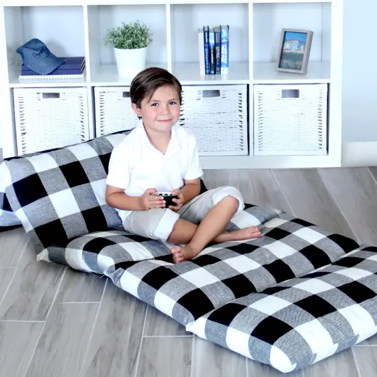Butterfly Craze Floor Pillow Case, Mattress Bed Lounger Cover, Black/White, King Size - Cozy Seating Solution for Kids Ages 3-14, Recliner Cushion, Perfect for Reading, TV Time (Pillow Not Included) {1}