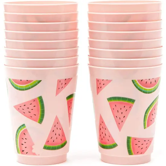 Pink Plastic Tumbler Cups for Watermelon Party (16 oz, 16 Pack) {4}