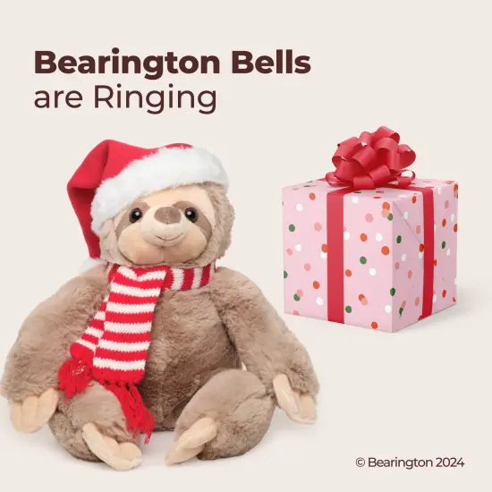 Bearington Santa Sloth Stuffed Animal Plushie, 16 Inch Christmas Sloth, Ideal Stuffed Christmas Animal Gift for Toddlers, Kids & Teens, For Ages 3-14 Brown {5}