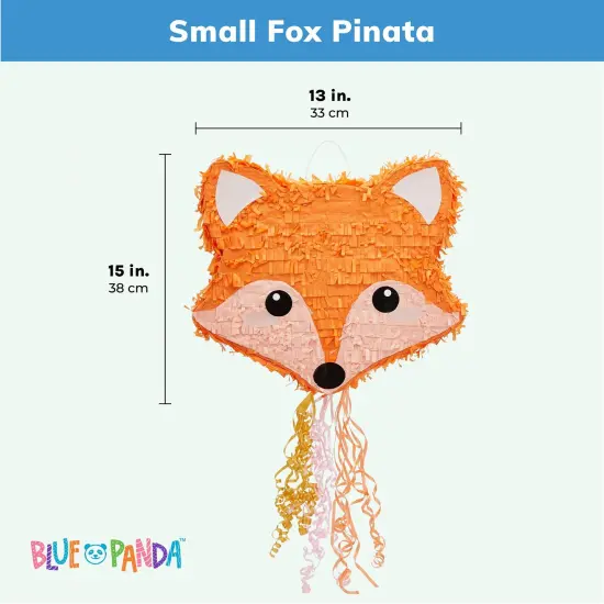 Pull String Fox Pinata for Woodland Baby Shower Decorations, Birthday Party (Small, 16 x 13 x 3 In) Orange {4}