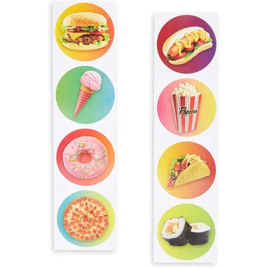 1000 Count Stickers, Assorted Designs Sticker Roll, Fast Food Multicolor {4}