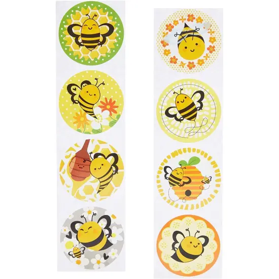 BLUE PANDA 1000-Count Bee Sticker Roll - Multicolor 1.5in Round Bumblebee Stickers - Peel and Stick Insect Label Roll for Classroom Rewards & Crafts for Kids Ages 3-14 {5}