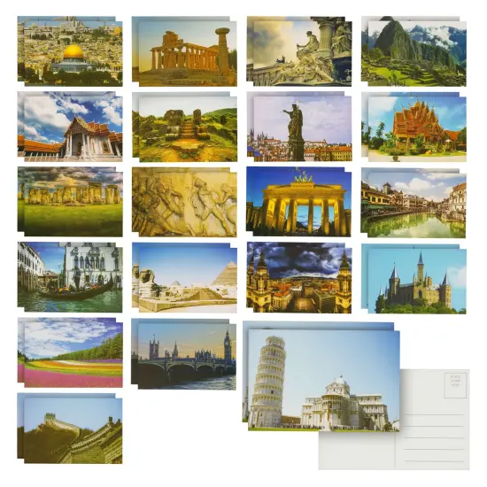 40 Pack Bulk Travel Postcards From Around the World for Mailing, 20 Assorted Designs (4 x 6 In) Multicolor {1}