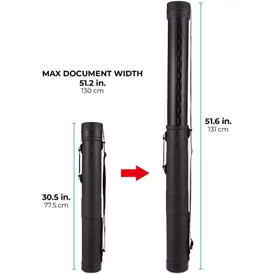 Poster Tube with Strap, Black Expandable Storage Tube, Holder, Container for Posters, Blueprints, Artwork, Map (30 to 49 Inches) {5}